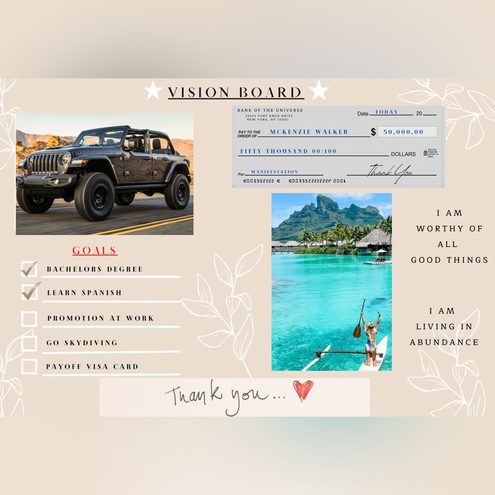 Vision Board Poster - Manifestation Board Dream Board Law of Attraction Beige